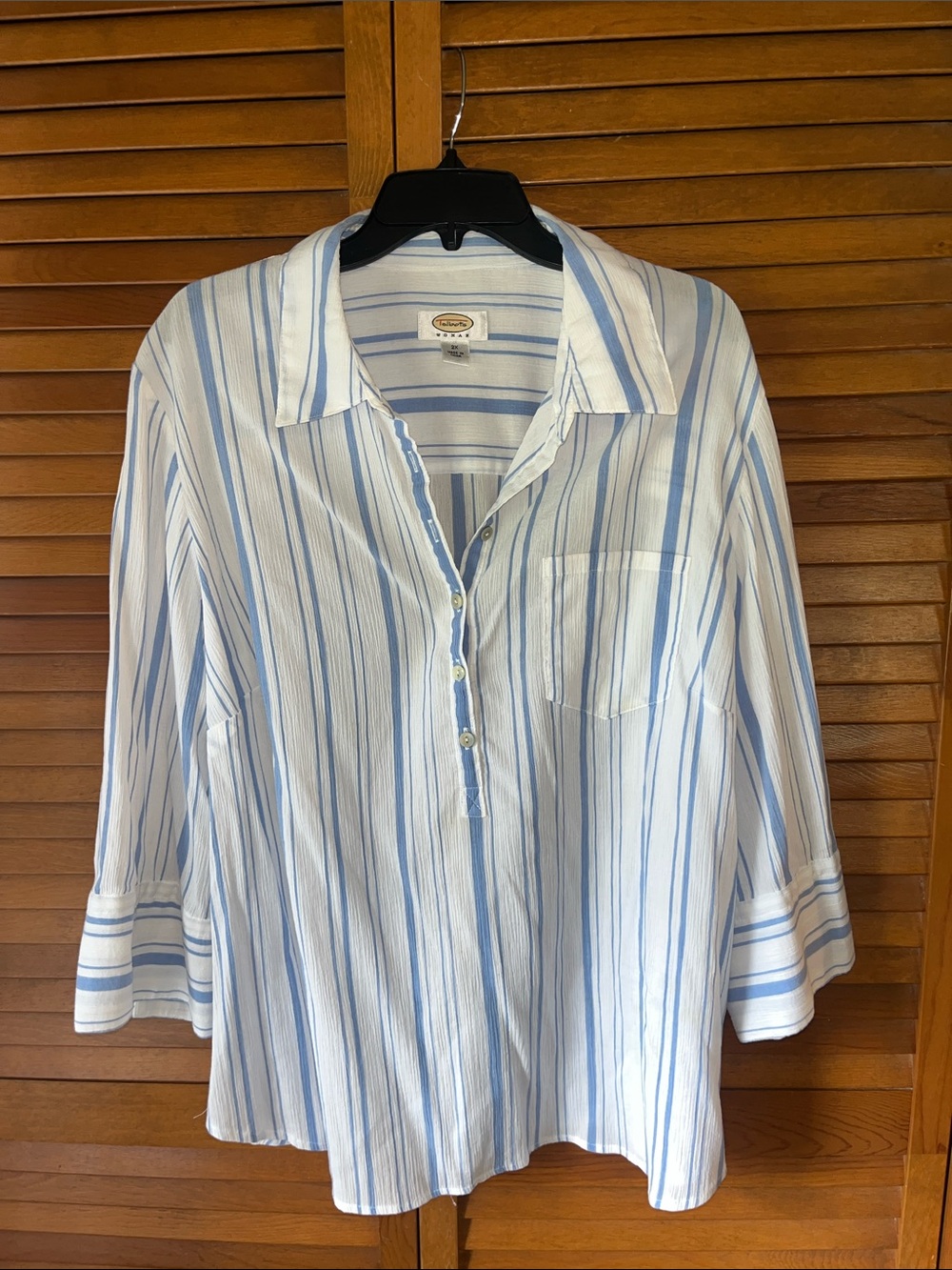 Talbots Light Blue Stripe Women's Button-Front Shirt Size 2X